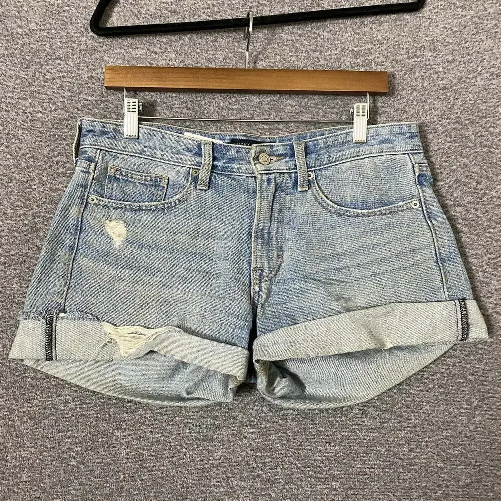 Lucy Brand Women's Size 4/27 Blue Distressed Denim Boyfriend Shorts